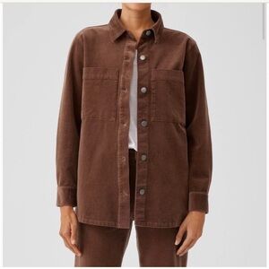 Eileen Fisher Chocolate Brown Corduroy Button-Front Jacket